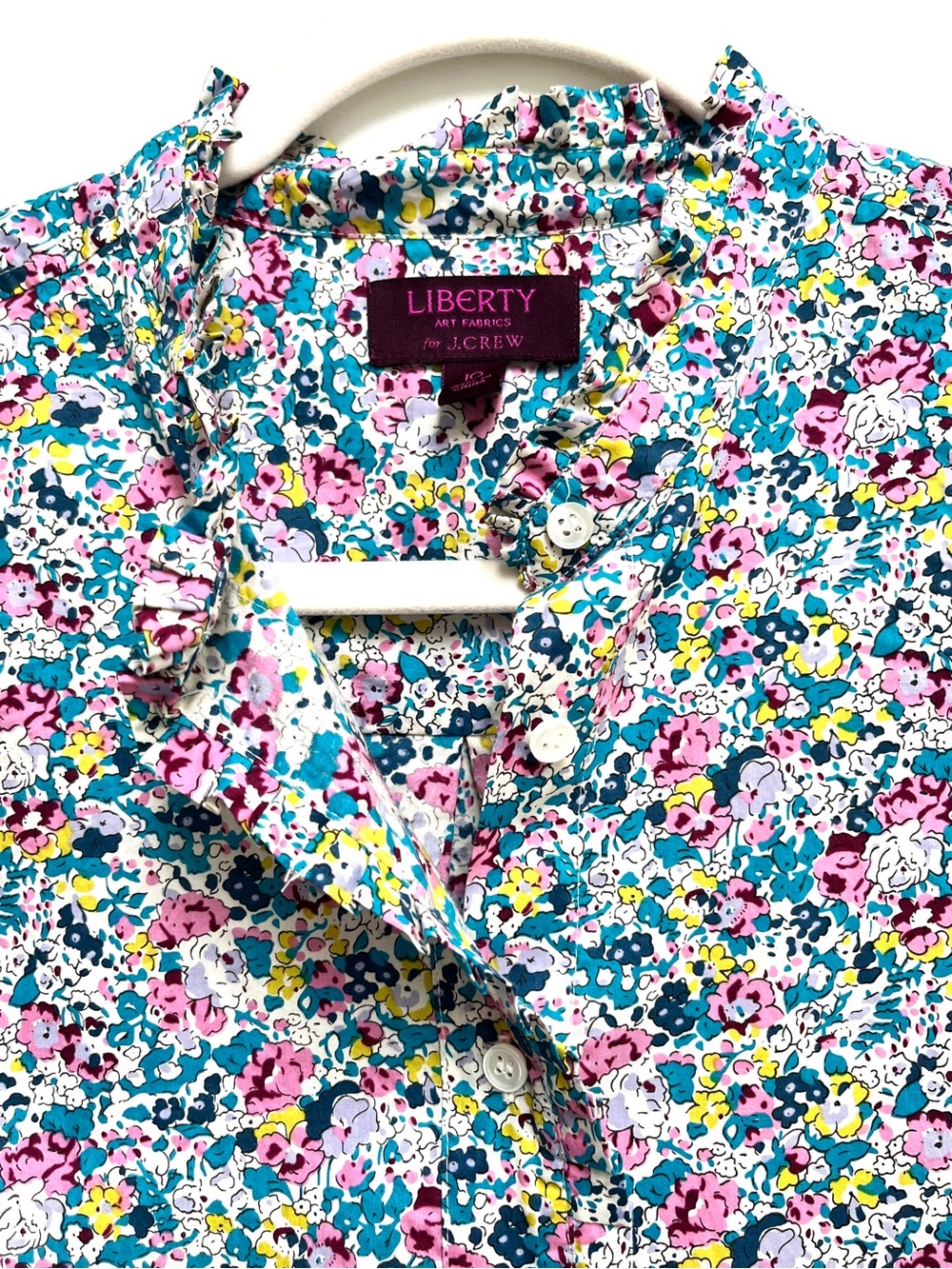 J. Crew Liberty of London, art fabric shirt, size 10 - Picture 3 of 9